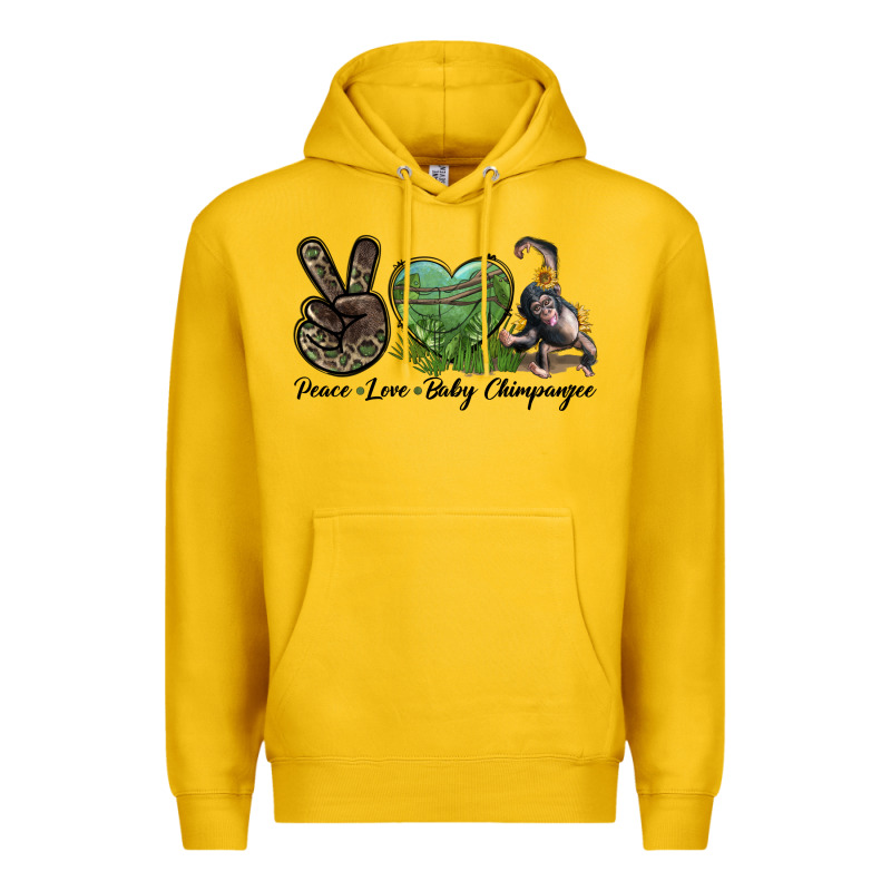 Leopard Peace Love Baby Chimpanzee Premium Hoodie by LillyAllenDesigns | Teevron
