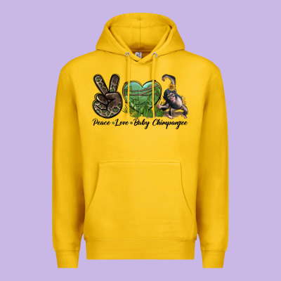 Leopard Peace Love Baby Chimpanzee Premium Hoodie Designed By Lillyallendesigns