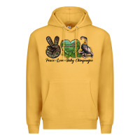 Mustard Leopard Peace Love Baby Chimpanzee Premium Hoodie - LillyAllenDesigns