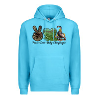 Ocean Blue Leopard Peace Love Baby Chimpanzee Premium Hoodie - LillyAllenDesigns