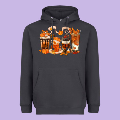 Fall Coffee Cups Heavyweight Hoodie Designed By Texasbilliewilder