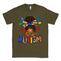 Army Green Autism Awareness afro messy bu Classic Tee - texasbilliewilder