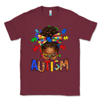 Burgundy Autism Awareness afro messy bu Classic Tee - texasbilliewilder