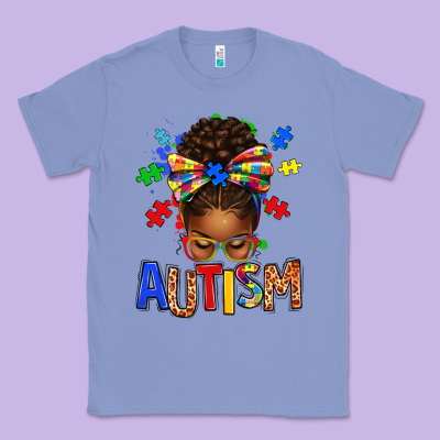 Autism Awareness Afro Messy Bu Classic Tee Designed By Texasbilliewilder