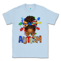 Dusty Blue Autism Awareness afro messy bu Classic Tee - texasbilliewilder