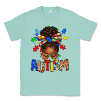 Seafoam Autism Awareness afro messy bu Classic Tee - texasbilliewilder