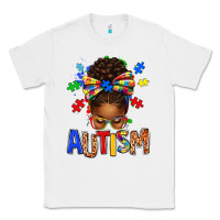 White Autism Awareness afro messy bu Classic Tee - texasbilliewilder