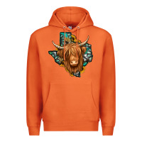 Carrot Texas map long haired shaggy cow Premium Hoodie - Jasminsmagicworld