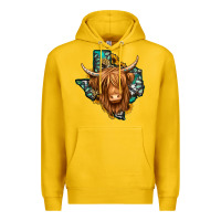 Lemon Texas map long haired shaggy cow Premium Hoodie - Jasminsmagicworld