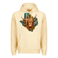 Pina Colada Texas map long haired shaggy cow Premium Hoodie - Jasminsmagicworld