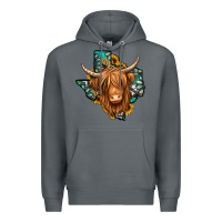 Rock Texas map long haired shaggy cow Premium Hoodie - Jasminsmagicworld