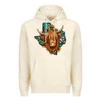 Tofu Texas map long haired shaggy cow Premium Hoodie - Jasminsmagicworld