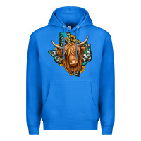 True Royal Texas map long haired shaggy cow Premium Hoodie - Jasminsmagicworld