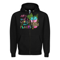 Black all i need is coffee and plants Zipper Hoodie - texasbilliewilder