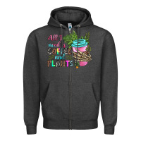Charcoal Heather all i need is coffee and plants Zipper Hoodie - texasbilliewilder