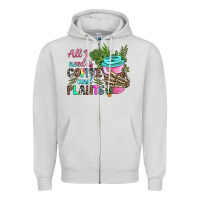 Dove Grey all i need is coffee and plants Zipper Hoodie - texasbilliewilder