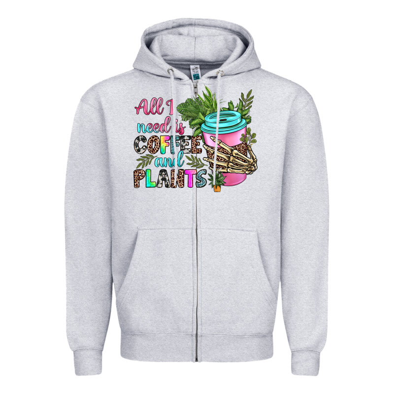 All I Need Is Coffee And Plants Zipper Hoodie by texasbilliewilder | Teevron