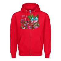 Red all i need is coffee and plants Zipper Hoodie - texasbilliewilder