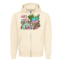 Sandshell all i need is coffee and plants Zipper Hoodie - texasbilliewilder