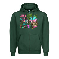 Sports Green all i need is coffee and plants Zipper Hoodie - texasbilliewilder