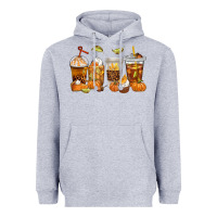 Heather Grey Fall Coffee Cups Heavyweight Hoodie - texasbilliewilder