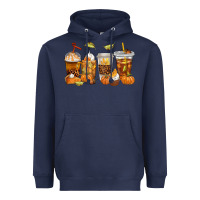 Navy Fall Coffee Cups Heavyweight Hoodie - texasbilliewilder