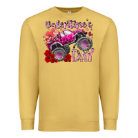Antique Gold valentines day monster truck Premium Sweatshirt - RacoonDesign