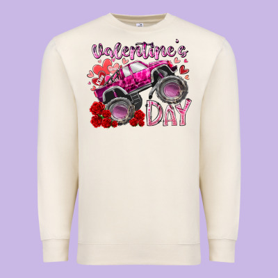 Valentines Day Monster Truck Premium Sweatshirt Designed By Racoondesign