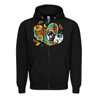 Black cowhide leopard hearts Zipper Hoodie - texasbilliewilder