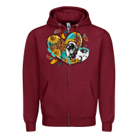 Burgundy cowhide leopard hearts Zipper Hoodie - texasbilliewilder