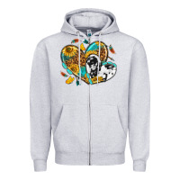 Heather Grey cowhide leopard hearts Zipper Hoodie - texasbilliewilder