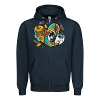 Navy cowhide leopard hearts Zipper Hoodie - texasbilliewilder