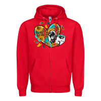 Red cowhide leopard hearts Zipper Hoodie - texasbilliewilder