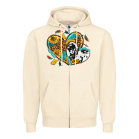 Sandshell cowhide leopard hearts Zipper Hoodie - texasbilliewilder