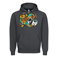 Smoke cowhide leopard hearts Zipper Hoodie - texasbilliewilder