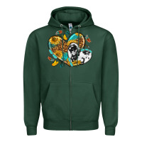 Sports Green cowhide leopard hearts Zipper Hoodie - texasbilliewilder