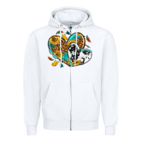 White cowhide leopard hearts Zipper Hoodie - texasbilliewilder