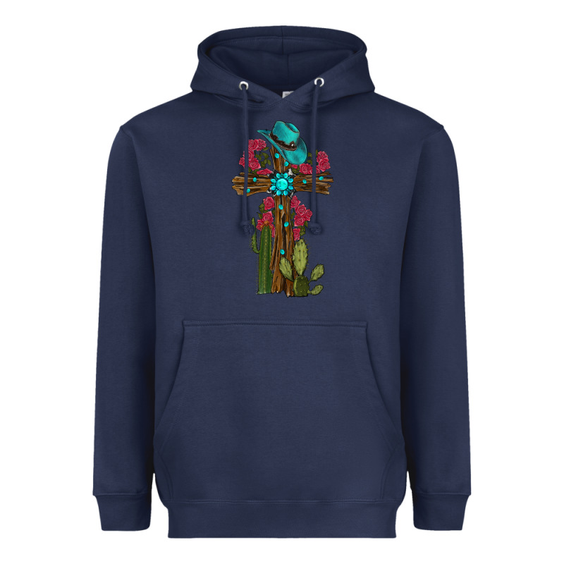 Cross Gemstone Cactus Roses Cowboy Hat Heavyweight Hoodie by RanaPortraitStore | Teevron