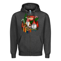 Charcoal Heather Christmas Truck And Gnome Zipper Hoodie - RanaPortraitStore