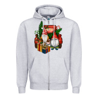 Heather Grey Christmas Truck And Gnome Zipper Hoodie - RanaPortraitStore