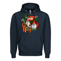 Navy Christmas Truck And Gnome Zipper Hoodie - RanaPortraitStore
