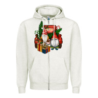 Oatmeal Heather Christmas Truck And Gnome Zipper Hoodie - RanaPortraitStore