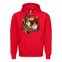 Red Christmas Truck And Gnome Zipper Hoodie - RanaPortraitStore