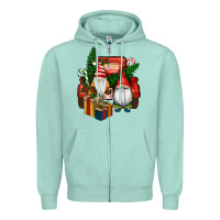 Seafoam Christmas Truck And Gnome Zipper Hoodie - RanaPortraitStore