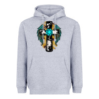 Heather Grey cross gemstone wings Heavyweight Hoodie - RanaPortraitStore
