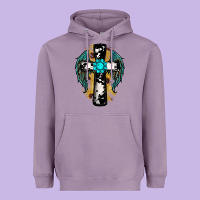 Cross Gemstone Wings Heavyweight Hoodie Designed By Ranaportraitstore