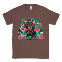 Chestnut dachshund dog pink  floral rainbow Classic Tee - BarkalooDesign