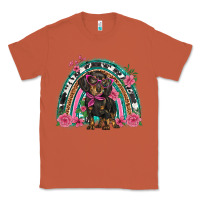 Copper dachshund dog pink  floral rainbow Classic Tee - BarkalooDesign