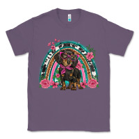 Lavender dachshund dog pink  floral rainbow Classic Tee - BarkalooDesign