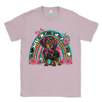 Lilac dachshund dog pink  floral rainbow Classic Tee - BarkalooDesign